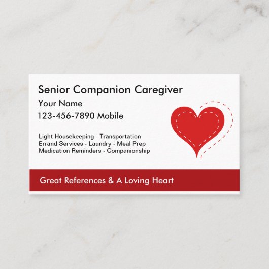 Visitekaartjes met een hoge verzorger (Voorkant)