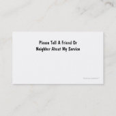 Visitekaartjes met een hoge verzorger (Achterkant)