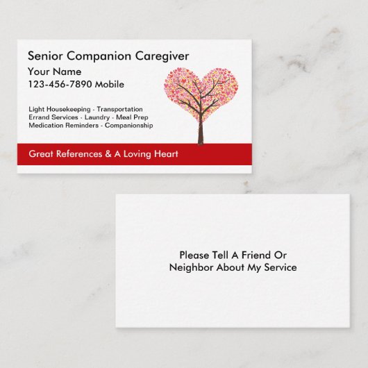 Visitekaartjes met een hoge verzorger (Voorkant / Achterkant)