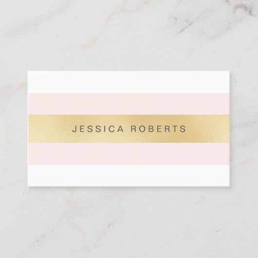 Visitekaartjes met gouden en roze meisjesstrepen (Voorkant)