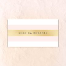 Visitekaartjes met gouden en roze meisjesstrepen