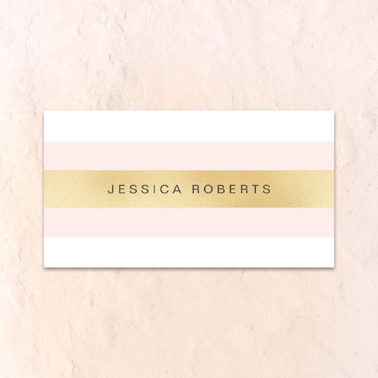 Visitekaartjes met gouden en roze meisjesstrepen
