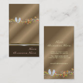 Visitekaartjes met liefdesvogels op cooper toneel (Voorkant / Achterkant)