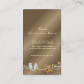 Visitekaartjes met liefdesvogels op cooper toneel (Achterkant)