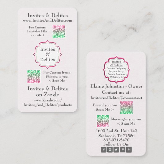 visitekaartjes met QR-codes voor eenvoudig scannen (Voorkant / Achterkant)