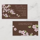 Visitekaartjes met roze en bruine kers bloesem (Voorkant / Achterkant)
