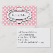 Visitekaartjes met roze en witte pokadots (Voorkant / Achterkant)