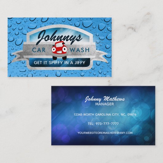 Visitekaartjes met wielwaslogans (Voorkant / Achterkant)