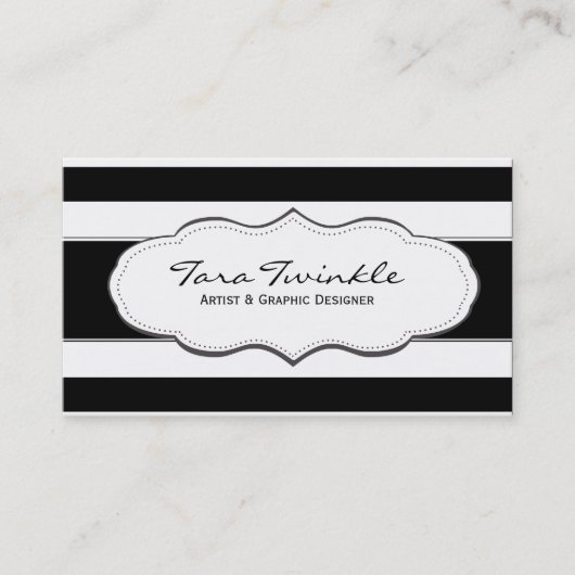 Visitekaartjes met zwarte en witte streep (Voorkant)