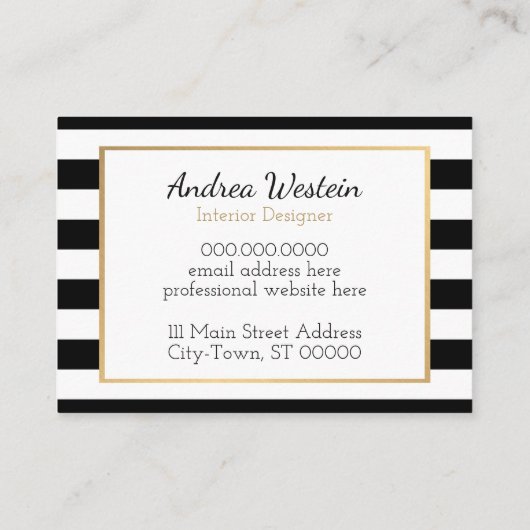 Visitekaartjes met zwarte en witte strepen (Achterkant)