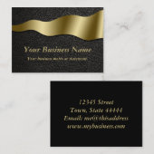 Visitekaartjes met zwarte leder en goudgolven (Voorkant / Achterkant)