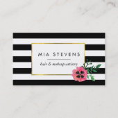 Visitekaartjes met zwarte streep en roze ventilato (Voorkant)