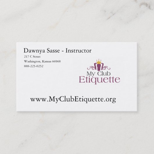 visitekaartjes - Mijn Club Etiquette (Voorkant)