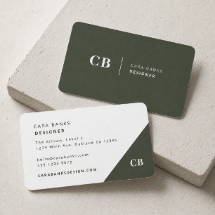 Visitekaartjes   Modern Monogramkaart Bosgroen