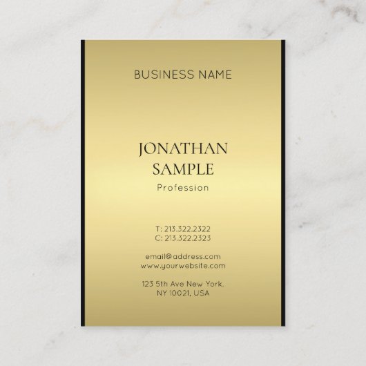Visitekaartjes Moderne Elegant Black Gold Sjabloon (Achterkant)