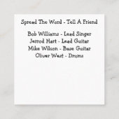 Visitekaartjes Music Rock Band (Achterkant)