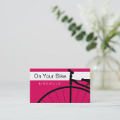 visitekaartjes > op de fiets [roze : Oranje] (Staand voorkant)