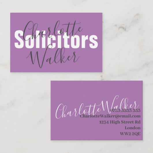 Visitekaartjes - Pas het professionele Lila aan (Voorkant / Achterkant)