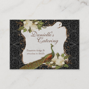 visitekaartjes - Peacock Magnolia Floral Damask
