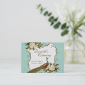 visitekaartjes - Peacock Magnolia Floral Damask (Staand voorkant)