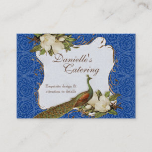 visitekaartjes - Peacock Magnolia Floral Damask