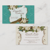 visitekaartjes - Peacock Magnolia Floral Damask (Voorkant / Achterkant)