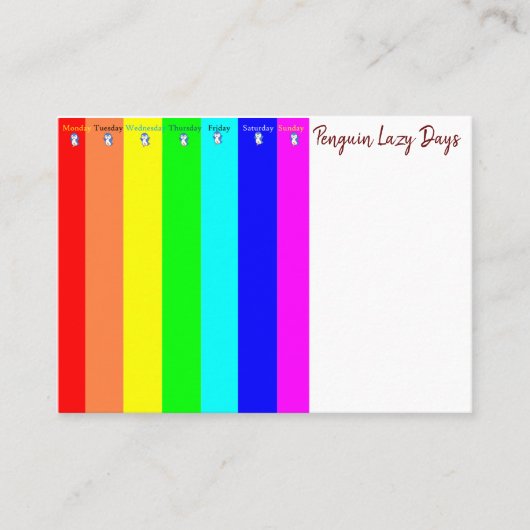 Visitekaartjes, Penguin Lazy Days Visitekaartjes (Voorkant)