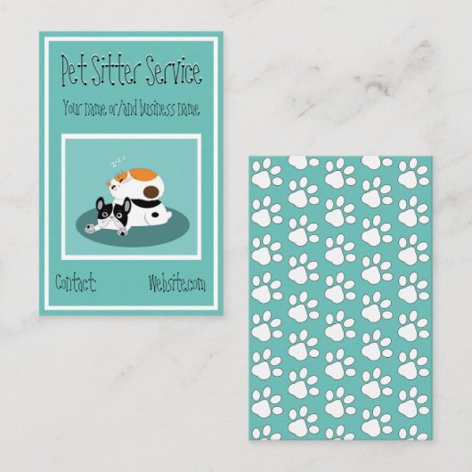 Visitekaartjes - Pet Sitter Service Paw Prins (Voorkant / Achterkant)