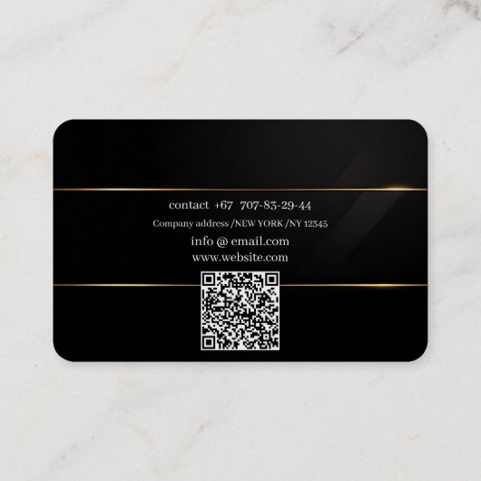 Visitekaartjes QR-code, bewerkbaar, zwart-goud, fo (Achterkant)