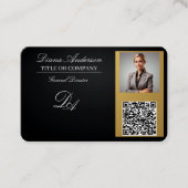 Visitekaartjes QR-code, bewerkbaar, zwart-goud, fo (Voorkant)