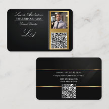 Visitekaartjes QR-code, bewerkbaar, zwart-goud, fo
