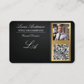 Visitekaartjes QR-code, bewerkbaar, zwart-goud, fo (Voorkant)