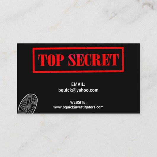 Visitekaartjes rechercheur Private Investigator (Achterkant)