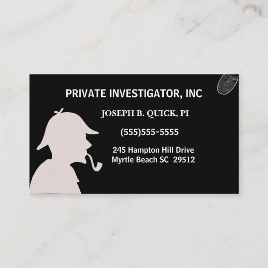 Visitekaartjes rechercheur Private Investigator (Voorkant)