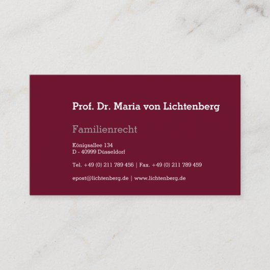 Visitekaartjes Recht (Voorkant)