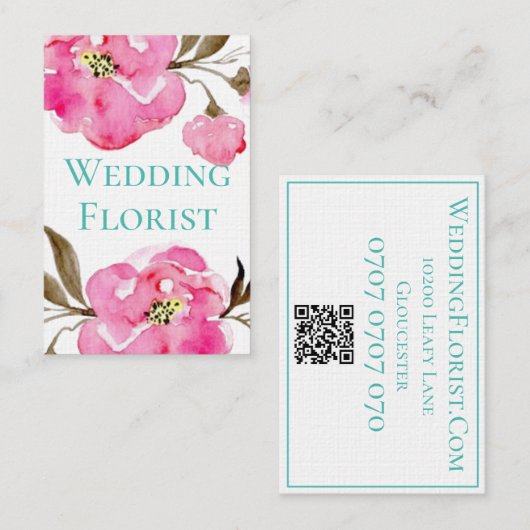 Visitekaartjes - Roze Floral design (Voorkant / Achterkant)