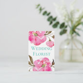 Visitekaartjes - Roze Floral design (Staand voorkant)