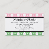 Visitekaartjes roze groene poolpunten afspelen contactkaartje (Achterkant)