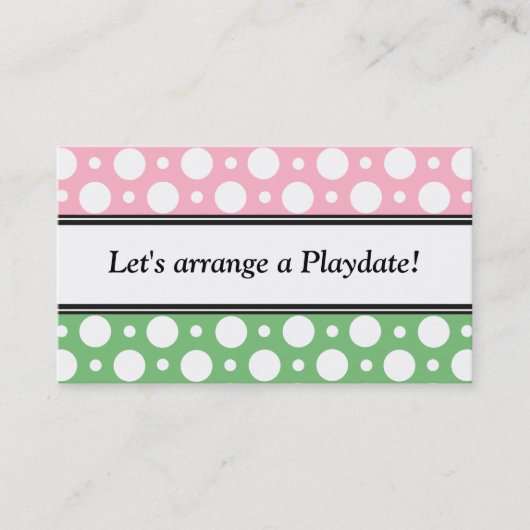 Visitekaartjes roze groene poolpunten afspelen contactkaartje (Voorkant)