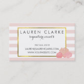 Visitekaartjes | Roze streep en blush Peony (Voorkant)