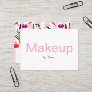 Visitekaartjes, Roze & Witte Streep Make-up Visitekaartje