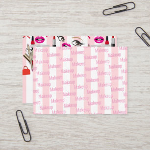 Visitekaartjes, Roze & Witte Streep Make-up Visitekaartje