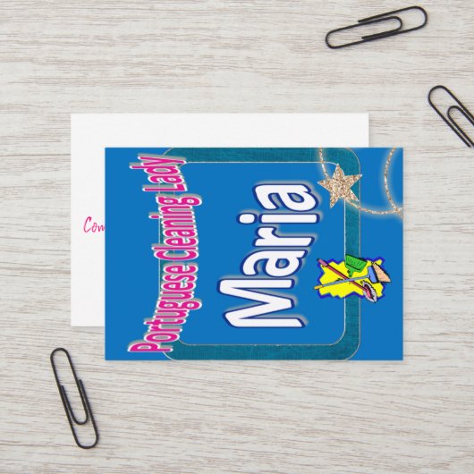 Visitekaartjes, schoonmaakster visitekaartje (Voorkant / Achterkant in situ)