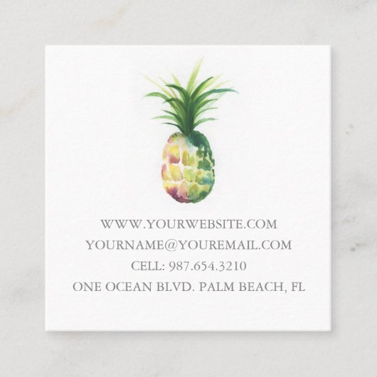 Visitekaartjes Sjabloon Waterverf Ananas (Voorkant)