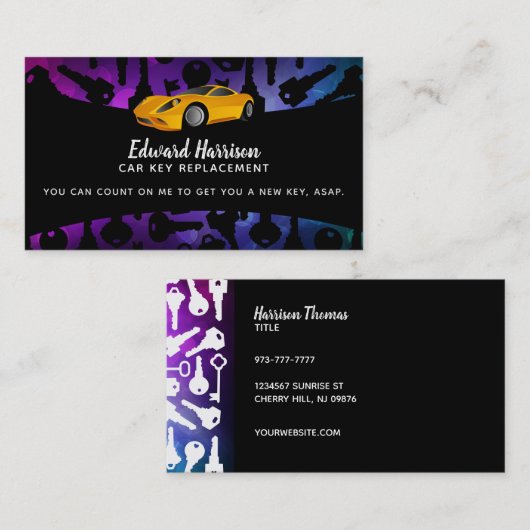 Visitekaartjes ter vervanging van autosleutels (Voorkant / Achterkant)