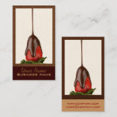 Visitekaartjes van aardbeien met chocolade (Voorkant / Achterkant)