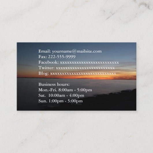 visitekaartjes van afbeeldingen van meer- en zonne (Voorkant)