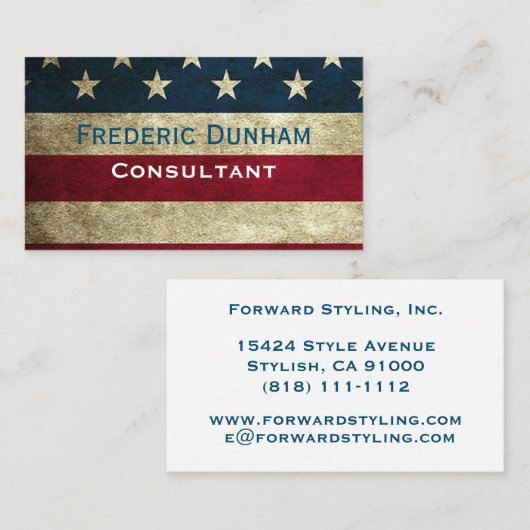 Visitekaartjes van Amerikaanse vlag Rustic  stijl (Voorkant / Achterkant)