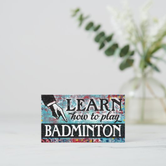 Visitekaartjes van Badminton Lessons - Blauw rood (Staand voorkant)