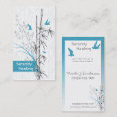 visitekaartjes van bamboe en blauwvogels (Voorkant / Achterkant)